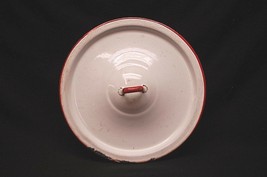 Old Vintage Graniteware Enamelware Lid Primitive Kitchen Tool White &amp; Red X6 - £11.86 GBP