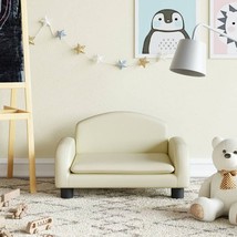 vidaXL Kids Sofa Cream Faux leather, Foam, Solid pine wood, Plastic Mini - $114.72