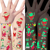 12 Sheets Christmas Tattoos for Kids, Christmas Party Favors, Luminious ... - $14.95 CAD