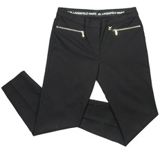 Karl Lagerfeld Pants Womens 30 Black Tapered Slim Fit Cotton Stretch Zipper - £36.67 GBP