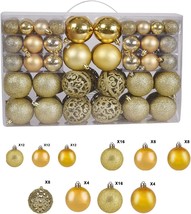 Christmas Balls Tree Ornaments-Shatterproof Tree Decorations Gold 100 Count - £35.52 GBP