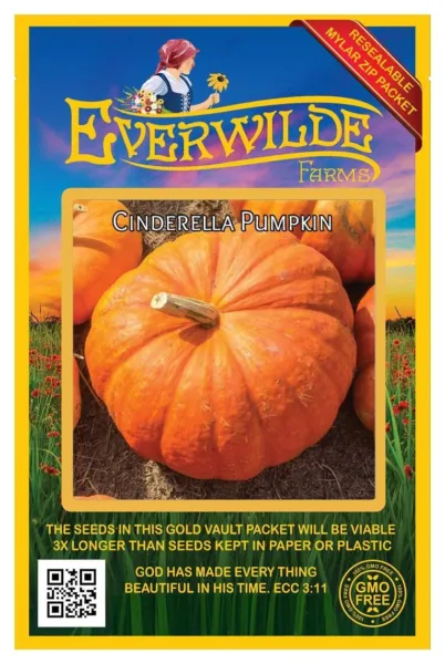 20 Cinderella Pumpkin Seeds Farms Mylar Seed Packet Fresh Garden - £7.47 GBP