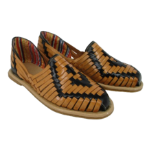 Women Sz 4.5 (2) Mexican Leather Huaraches Sandals Shoes Black Tan Closed Toe - £18.18 GBP