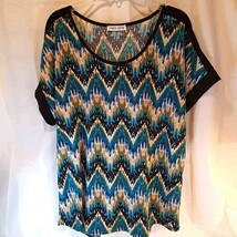 Carol Rose Women&#39;s Blouse Blue Multicolor, Short Sleeve - XL - $15.83