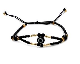 Mia Jewel Shop Evil Eye Shaped Seed Beaded Pull Tie Bracelet - Adjustable String - £14.18 GBP