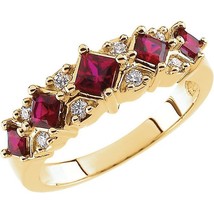 Authenticity Guarantee 
14k Yellow Gold Ruby and Diamond Anniversary Band Size 7 - £2,703.42 GBP