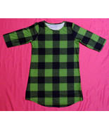 Unbranded girls 3/4 sleeve green black stretch plaid tunic, t-shirt, top... - £3.85 GBP