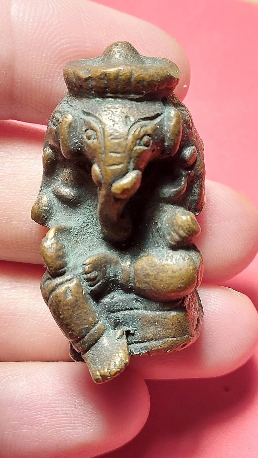Thai Khmer Bronze Phra Pikanet Ganesha Miniature Amulet Statue Collectible - $150.00