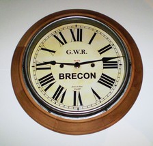 Great Western Railway GWR Victorian Style Wooden Clock, Brecon Station.. - £118.38 GBP