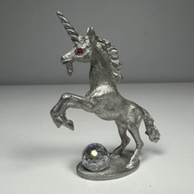 Vintage 1986 Spoontique Pewter Unicorn With Red Crystal Eyes Figurine 504 - £11.89 GBP