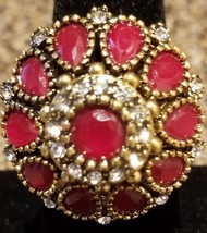 Hurrem Sultan ~ Turkish Gold-Tone Ring with Gemstones ~ Size 10 ~ Jewelry - £14.70 GBP