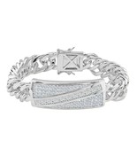 5CT Principessa Moissanite Rotonda Diamante Uomo Link Bracciale 14K Whit... - €651,54 EUR