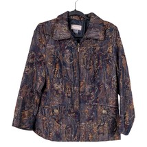 TanJay Womens Jacket 8 Brown Zipper Metallic Brown Yellow Pockets Lined ... - $27.58