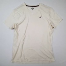 Hollister Mens T-Shirt Size L White Cotton V-Neck TS1 - £5.05 GBP