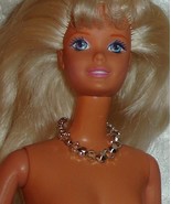 Mattel Barbie doll Entrepreneur necklace silver color shiny vintage jewe... - $9.99