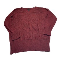 Ashley Stewart Sweater Women 18-20 Red Acrylic Cable Knit Ribbed V-Neck ... - $27.08