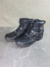 Harley Davidson Leather Boots Lace Up Women Tegan D84424 Black Size 9.5 Buckle - £35.77 GBP