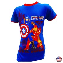 Nwt Captain America Iron Man Kids Boys Short Sleeve Children T-SHIRT Size 14 - £4.81 GBP