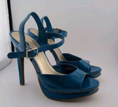 Xhilaration Size 7 Blue Vegan Patent Leather Heels Y2k High Stiletto 5&quot; ... - $19.34