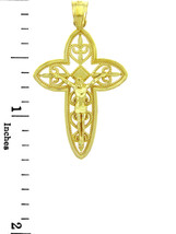 14k Solid Gold The Holy Trinity Crucifix Cross Pendant Necklace - £181.65 GBP+
