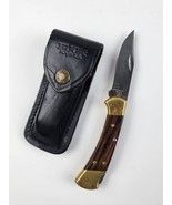 Buck Knife 112 T Wood Handle Folding Knife Lock back w/ Sheath Very nice - £54.43 GBP