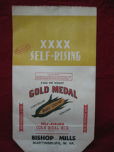 Antique Vintage Gold Metal 5 Lb Corn Meal Sack Bag Martinsville West Vir... - £15.81 GBP