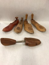 5 pcs.Vintage Hard Wood Shoe Tree Full Foot Stretcher Forms Marked - $25.74