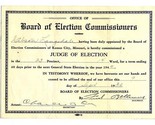 Judge of Election Certificate Kansas City 1936 Board of Election Commiss... - $37.58