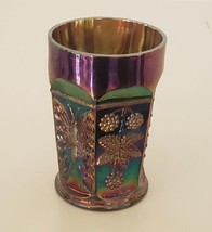 Fenton Amethyst Butterfly And Berry Signed Iredescent Carnival Glass Tumbler Cup - £16.42 GBP