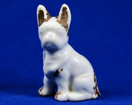 French Bulldog Ceramic Figurine Vintage Mid-Century Japan White &amp; Brown - £15.75 GBP