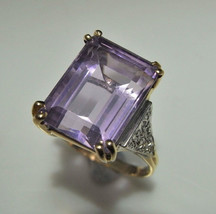 Not Scrap Antique Amethyst Diamond 14k Gold Ring, Handmade, Gem Report, Offer! - $1,097.83