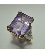 NOT SCRAP ANTIQUE Amethyst Diamond 14k GOLD Ring, Handmade, Gem Report, ... - $1,097.83