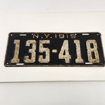 New York License Plate 1919 Expired 135 418 NY Tag Black White - £77.15 GBP