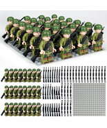 24Pcs WW2 The US Military Force American Soldier Minifigures Assembly Mi... - $371.73 MXN