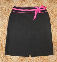 Sexy Xtraordinary Black Pink Ribbon Pencil Knee Length Skirt Back Slit 5 6 7 S - £4.01 GBP