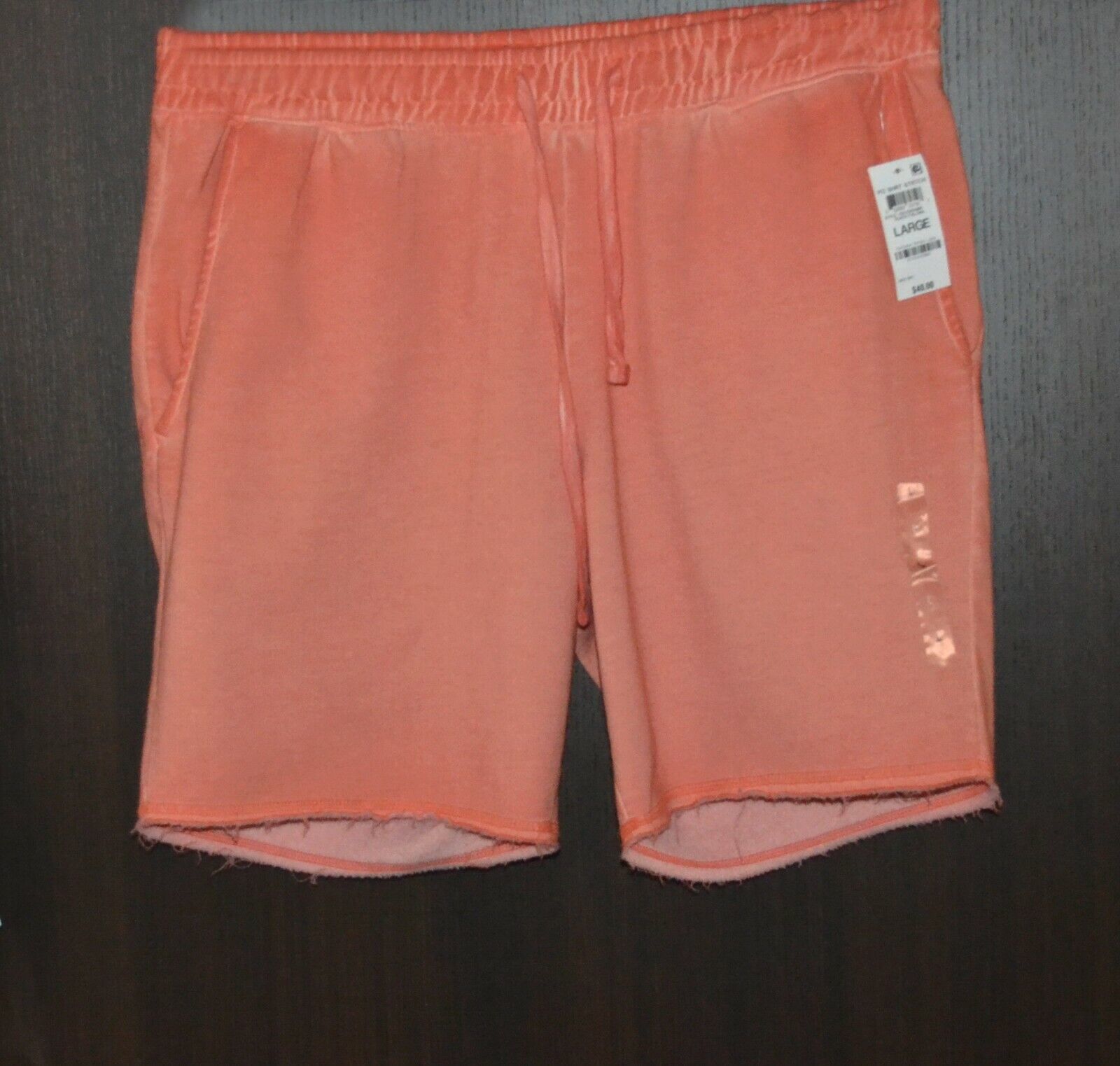 Primary image for Sun+Stone Men's Light Orange Regular Fit Garment Dyed 8" Fleece Shorts Sz US L 