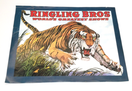 Vtg 70&#39;s Circus Poster TIGER Strobridge Litho Ringling Bros Worlds Great... - £52.07 GBP