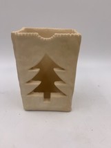 Vintage Terra Cotta Paper Bag Christmas Pine Tree Cutout Luminary  - £9.40 GBP