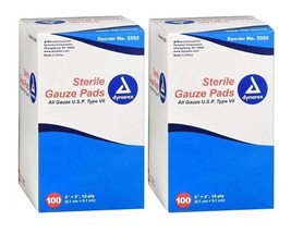 200 Ct Dynarex Sterile Gauze Pads 12 Ply 2&quot; x 2&quot; Sponge Gauze Pad REF 3352 - $11.65