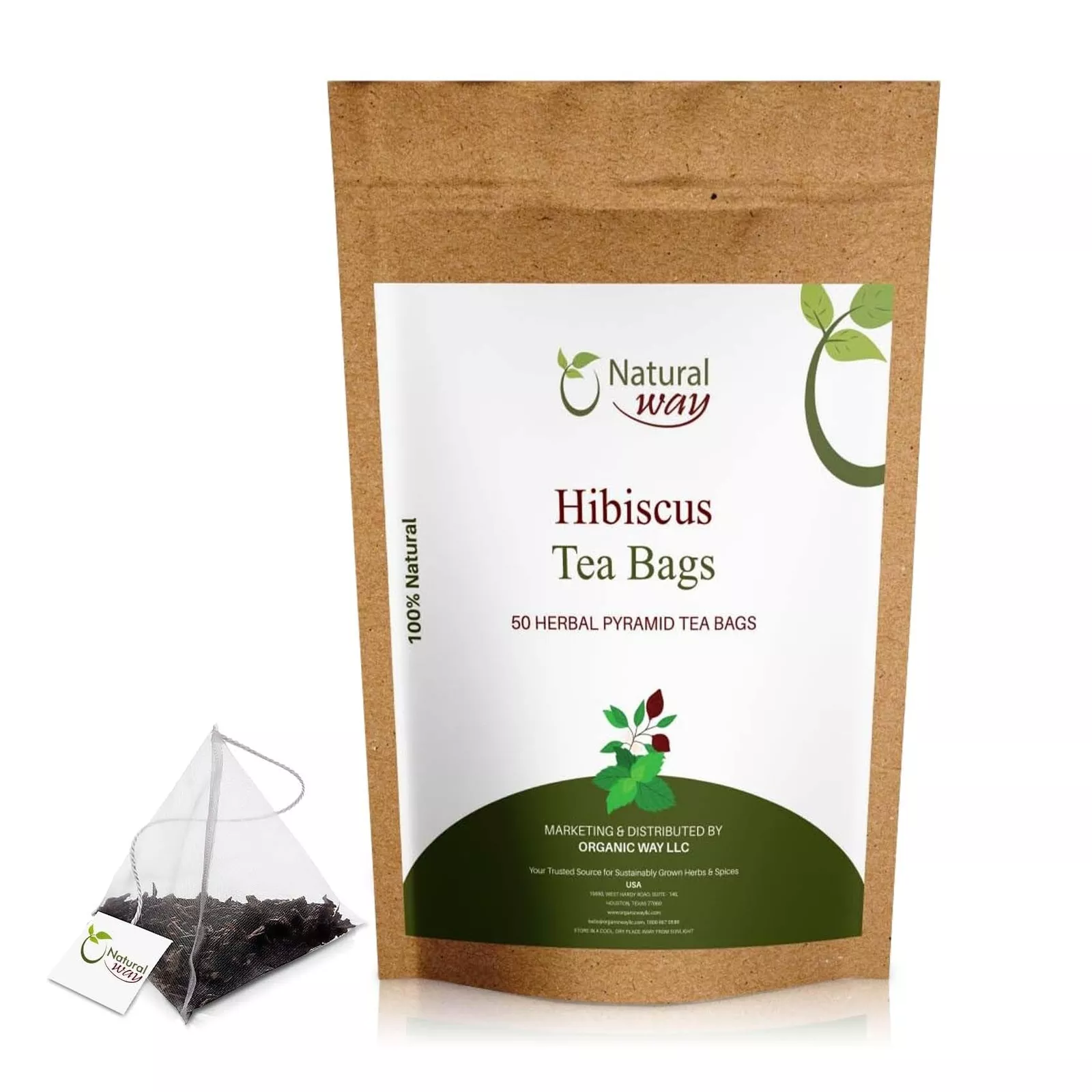 Pyramid Hibiscus Tea Bags | ECO Conscious Packaging 4.5 Oz (Pack of 50) - $22.41