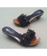 Vaneli Wood Clogs Shoes Size 37 Suede Fringe Sandals 6/7 - £17.15 GBP