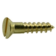 #6 x 5/8&quot; Brass Slotted Flat Head Wood Screws (50 pcs.) - £12.77 GBP