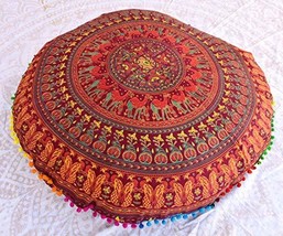 Traditional Jaipur Floral Camel Peacock Mandala Floor Cushion, Decorative Throw  - £36.15 GBP