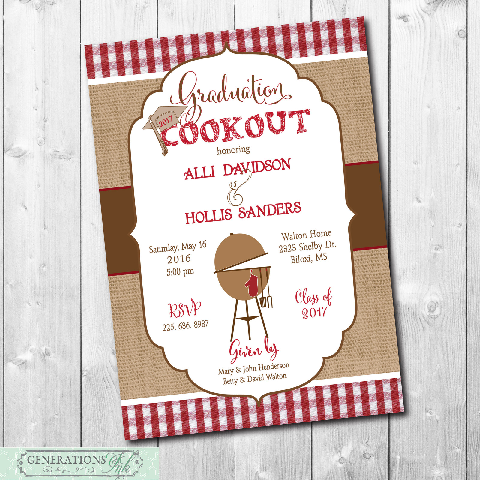 Primary image for Graduation Party Cookout BBQ Invitation/printable/Digital File/DIY