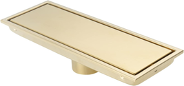 Linear Shower Drain Pipe 12 Inches Brushed Gold, with Tile Insert Grille... - £43.33 GBP