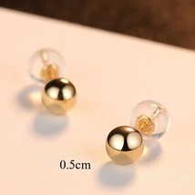 Brand Earrings for Women Luxury Authentic Pure Yellow Gold Round Bead Stud Earri - £38.78 GBP