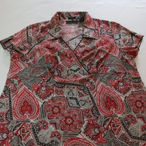 Blue Diamond Women's Paisley Red & Gray Blouse Top Size 20 image 5