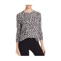 Aqua Womens L Black Gray Leopard Long Sleeve Crewneck Cashmere Sweater RetagAC74 - £54.70 GBP