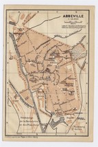 1919 Original Antique City Map Of Abbeville / Northern France - £16.20 GBP