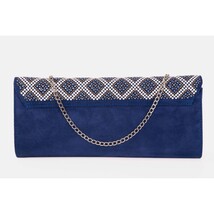 The Nampula Sax Blue Glitter Suede Leather Clutch image 5